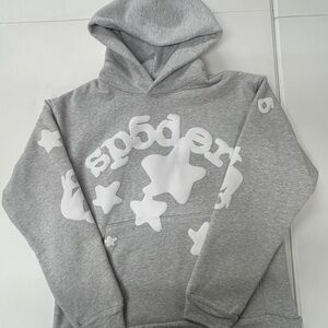 Gray Hoodie with White Star Design